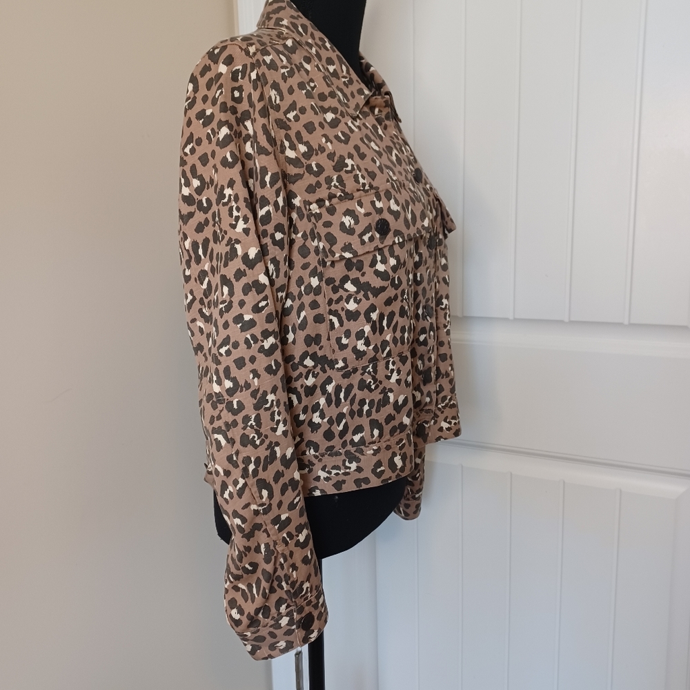 Rails Steffi Linen Blend Lightweight Jacket Women's Sz Medium Leopard - Picture 4 of 14